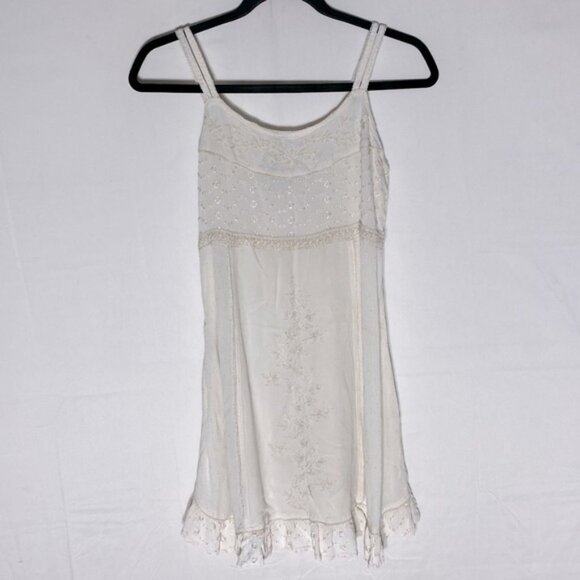 Vintage Y2K Meadow Lane Cream Embroidered Babydoll Spaghetti Strap Tank Top M - Picture 13 of 13